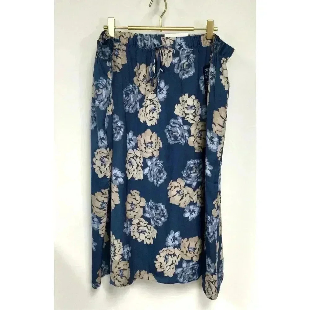 NWTโ Gap Womens Navy Blue Floral Lined Drawstring Straight Pencil Skirt Size 2XL